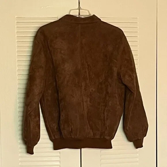 Made In Italy Suede Bronze-Brown ‘Bomber’ Jacket Size L